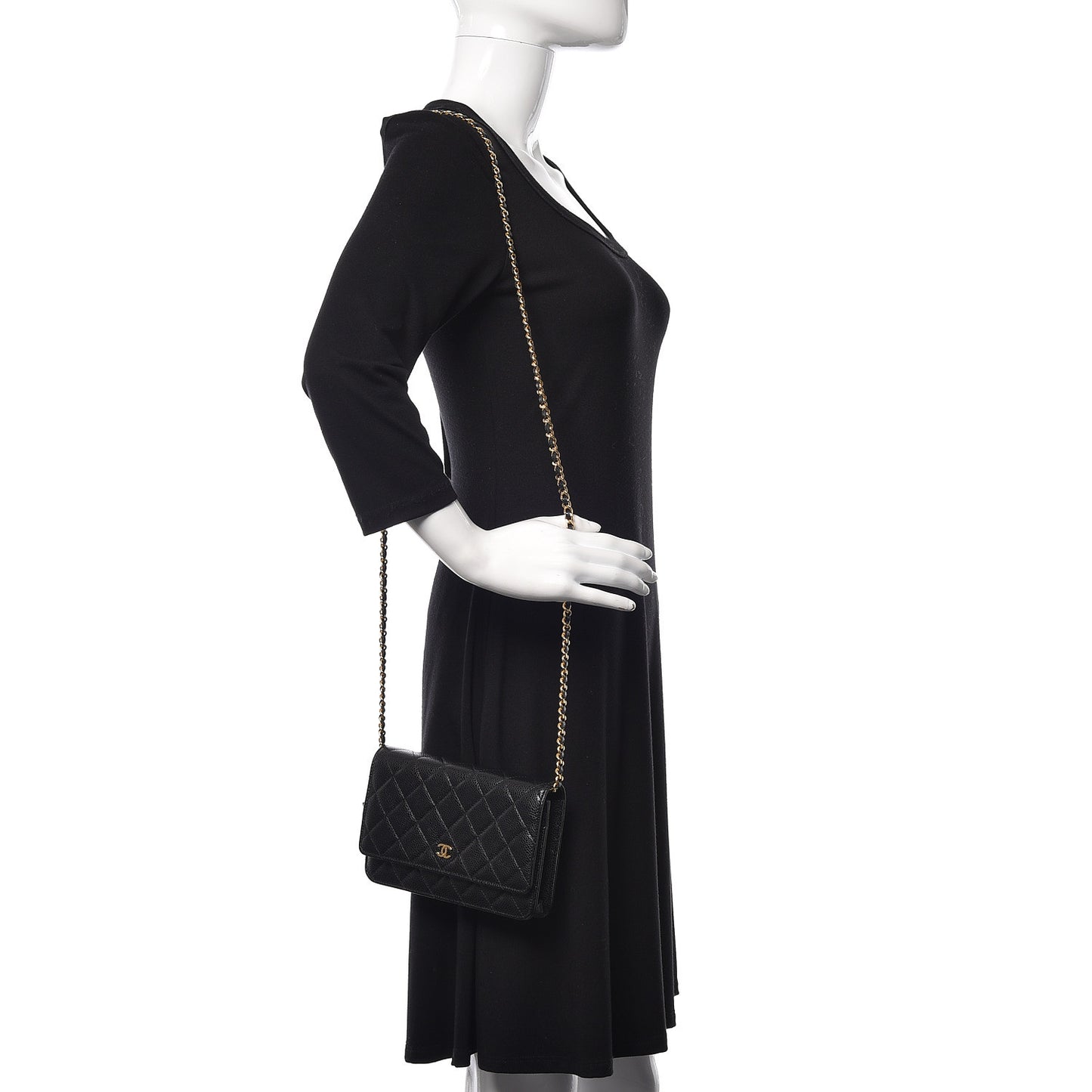 Caviar Quilted Wallet On Chain WOC Black