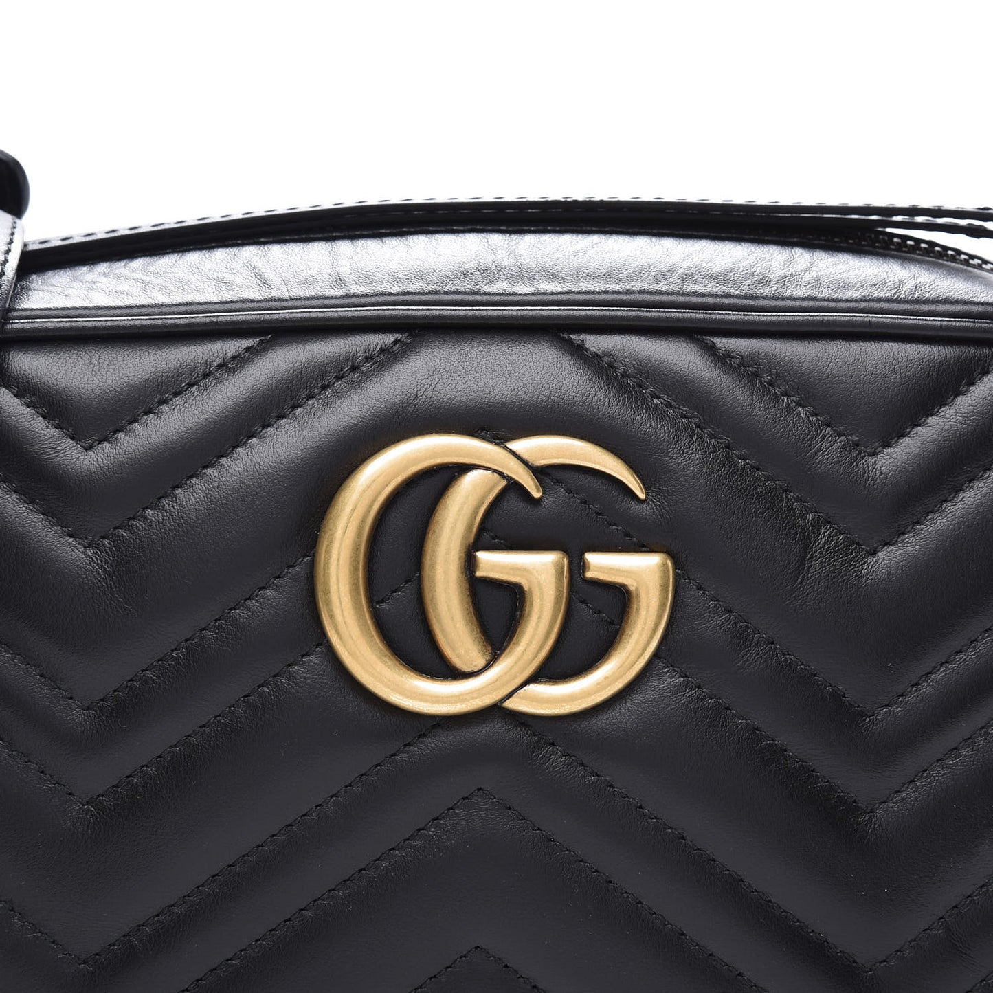 Calfskin Matelasse Small GG Marmont Chain Shoulder Bag Black