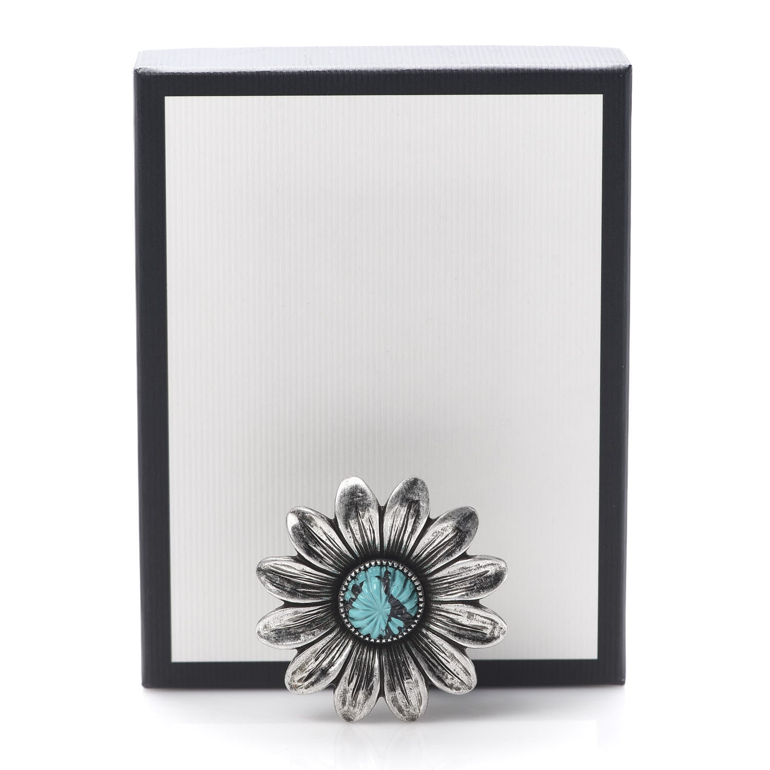 Gucci Sterling Silver Resin Flower Ring Turquoise 54 7 5 of 5