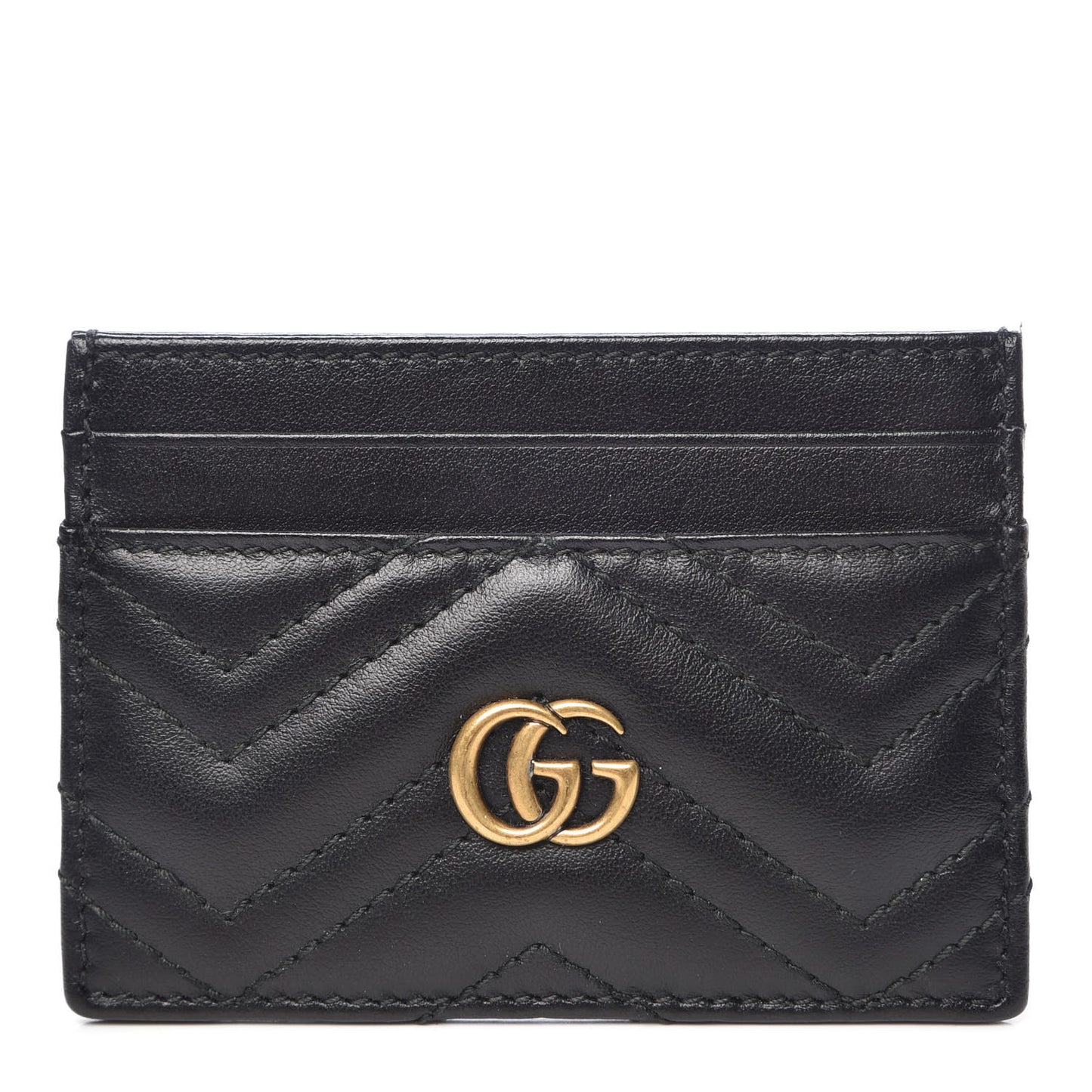 Calfskin Matelasse GG Marmont Card Holder Black