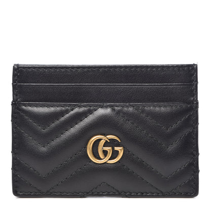 Gucci Calfskin Matelasse GG Marmont Card Holder Black 1 of 7
