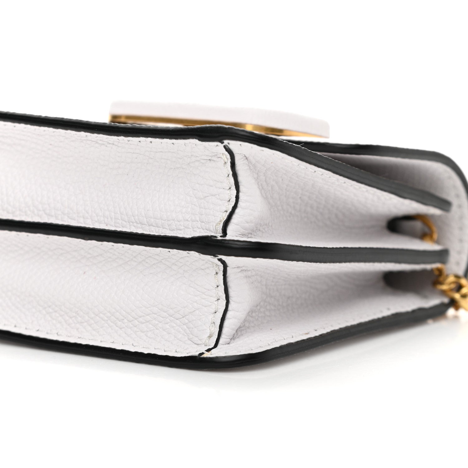 Valentino Garavani Grainy Calfskin Vlogo Compact Wallet with Chain Optic White 8 of 9