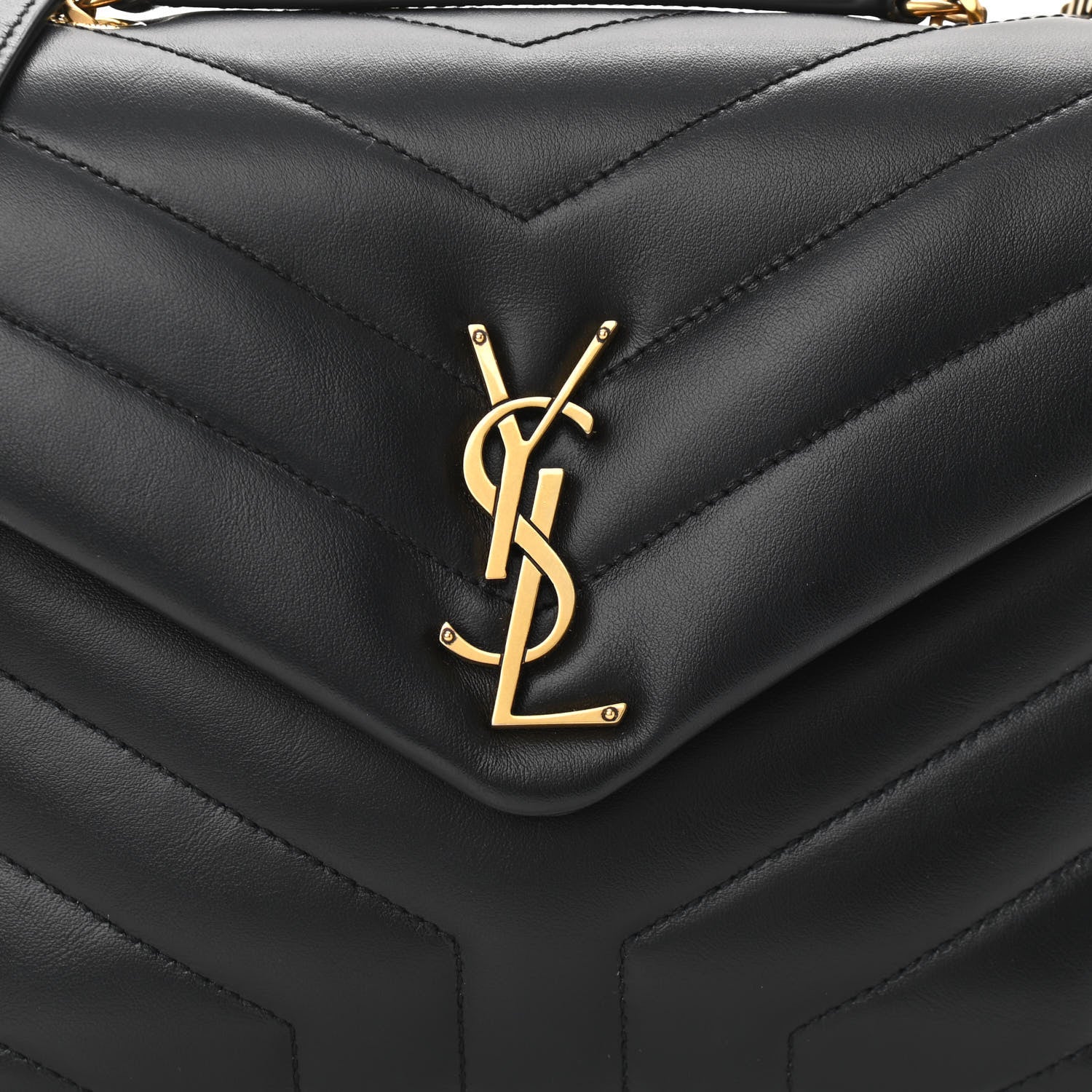 Saint Laurent Calfskin Y Quilted Monogram Small Loulou Chain Satchel Black 8 of 10