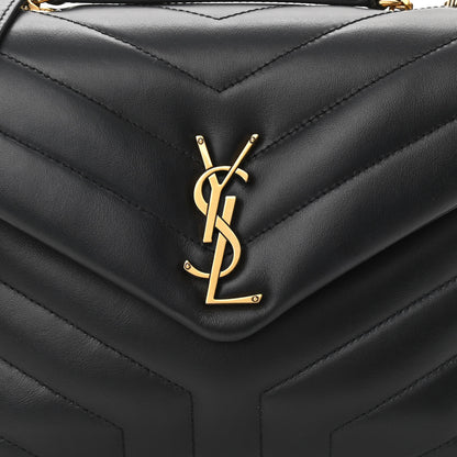 Saint Laurent Calfskin Y Quilted Monogram Small Loulou Chain Satchel Black 8 of 10