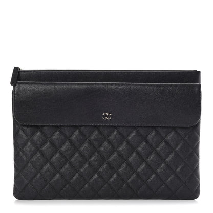 Chanel Iridescent Caviar Quilted Large Flap Cosmetic Case Black 1 of 8