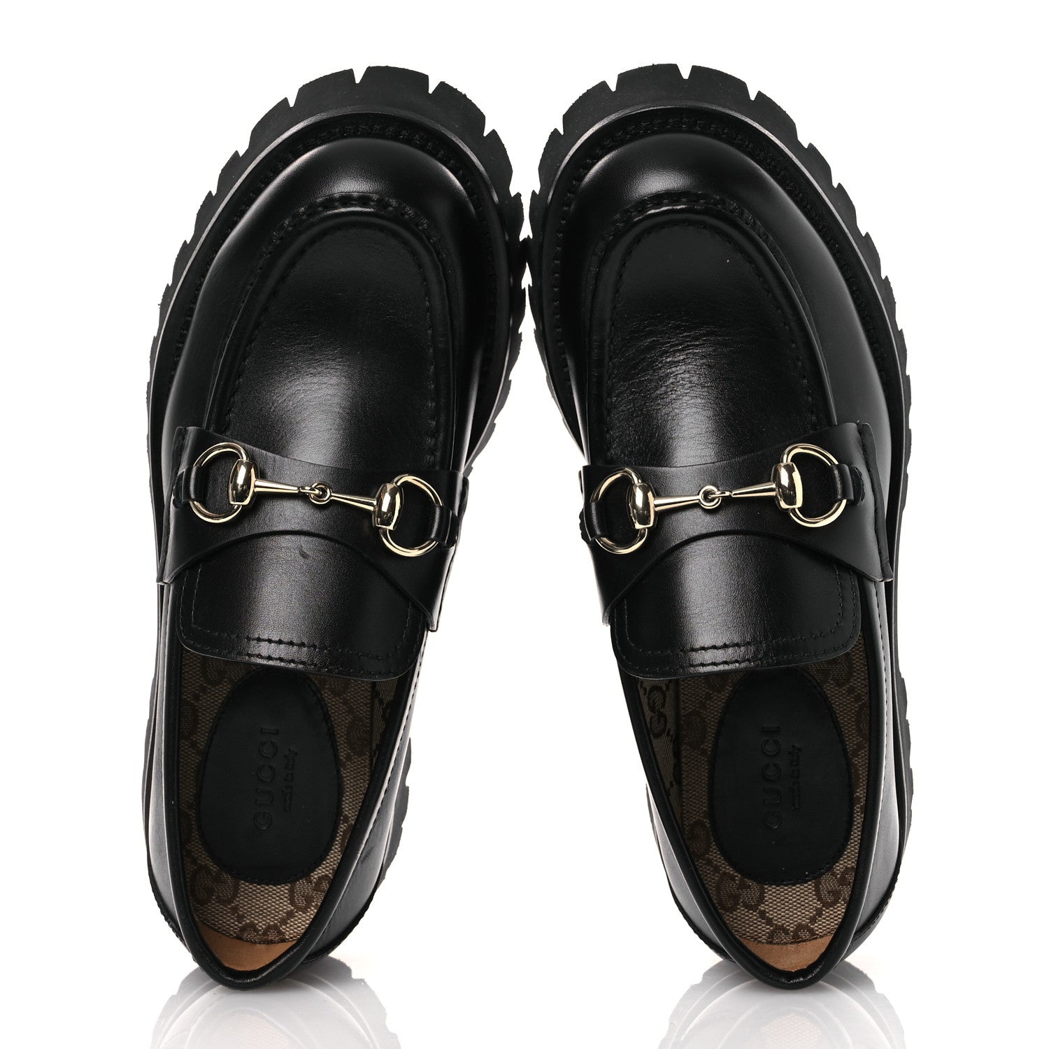 Gucci Betis Glamour Calfskin Womens Horsebit Loafers 37.5 Black 2 of 12