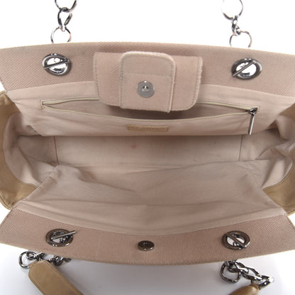 Chanel Canvas Lambskin Chocolate Bar CC Shopping Tote Beige 5 of 9