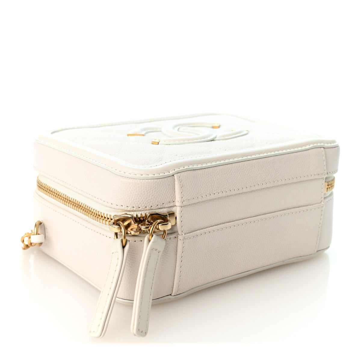 Chanel Caviar Quilted Small CC Filigree Vanity Case White 4 of 10