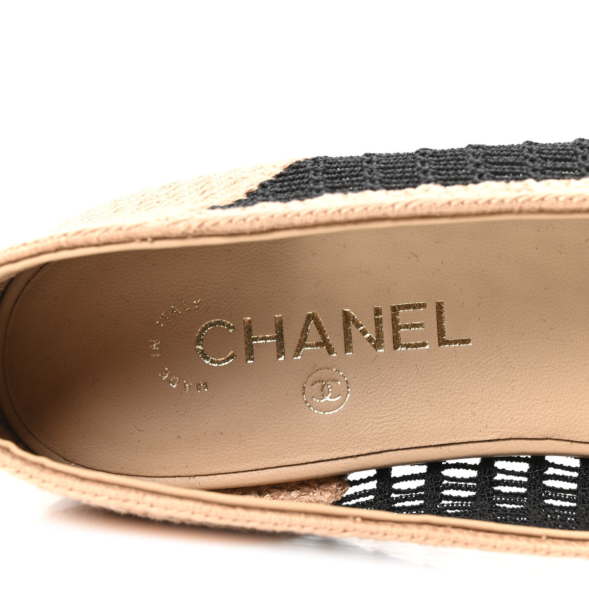 Raffia Cap Toe Ballerina Flats 41 Black Beige
