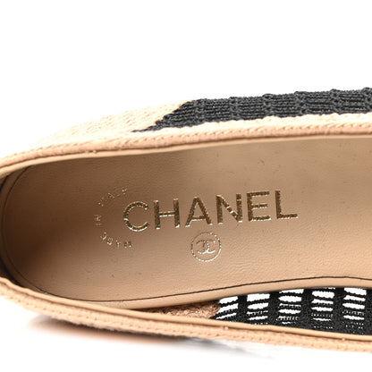 Chanel Raffia Cap Toe Ballerina Flats 41 Black Beige 8 of 9