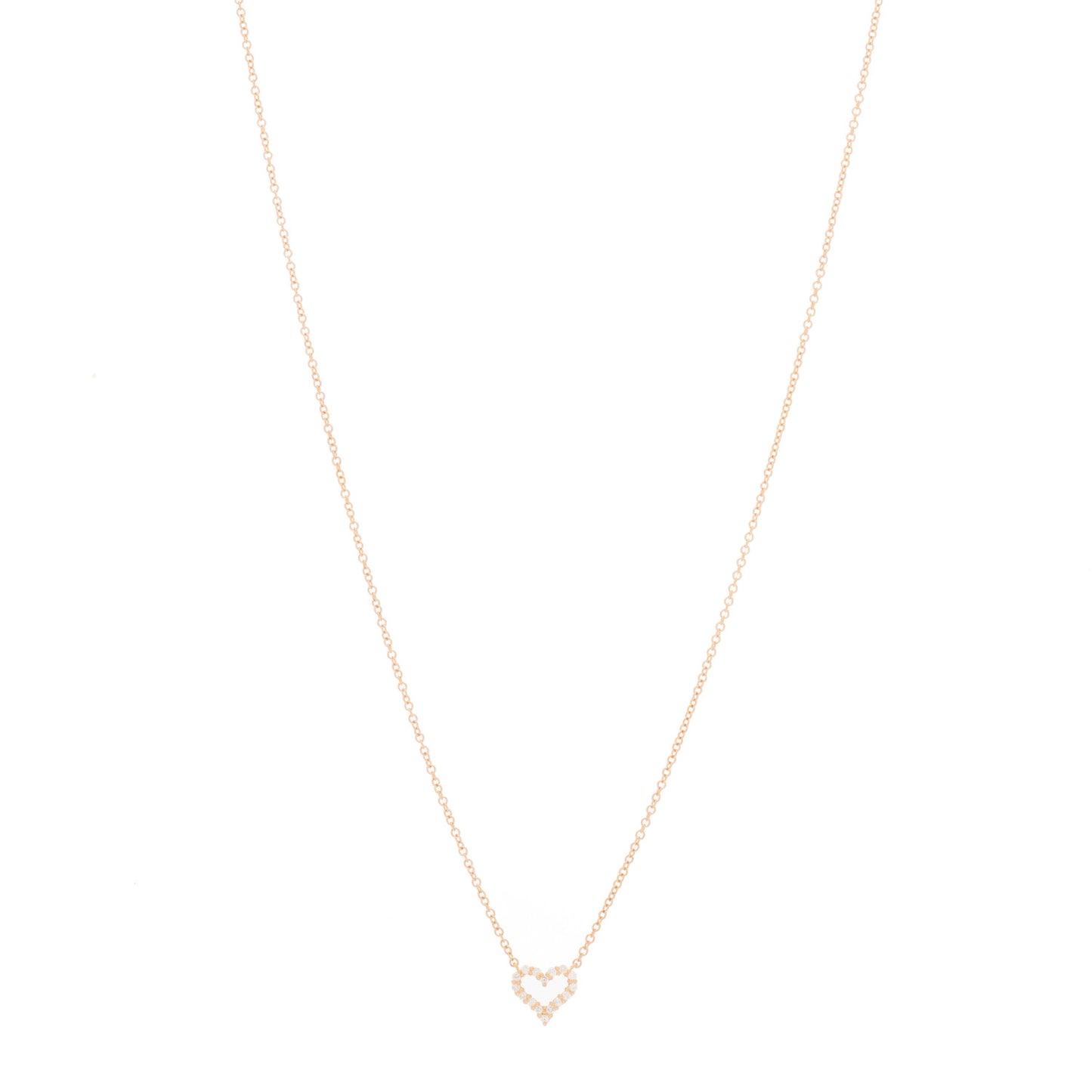 18K Rose Gold Diamond Extra Mini Heart Pendant Necklace