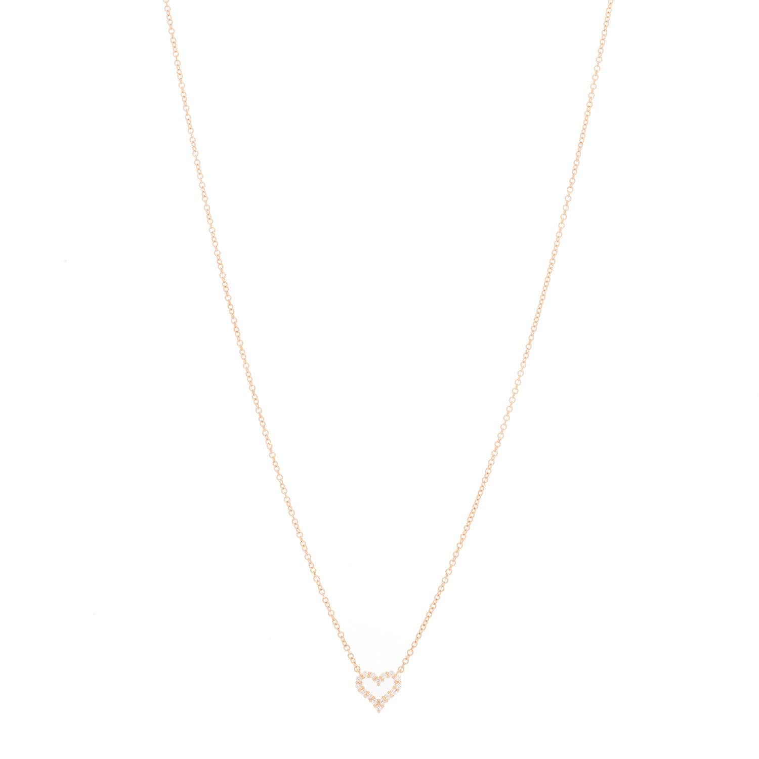 Tiffany 18K Rose Gold Diamond Extra Mini Heart Pendant Necklace 1 of 5