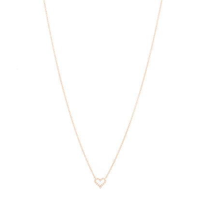 Tiffany 18K Rose Gold Diamond Extra Mini Heart Pendant Necklace 1 of 5