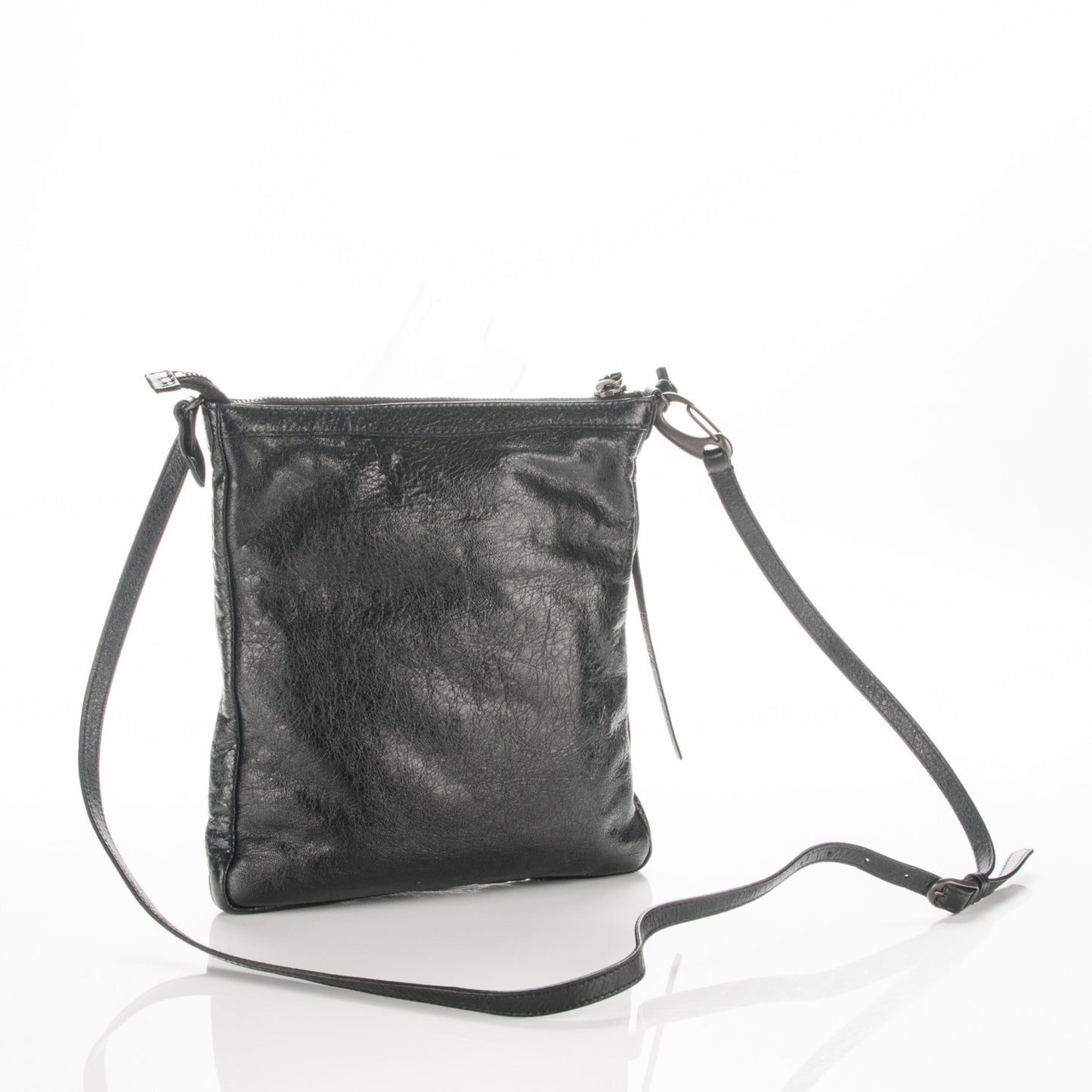 Agneau Classic Hardware Flat Crossbody Black