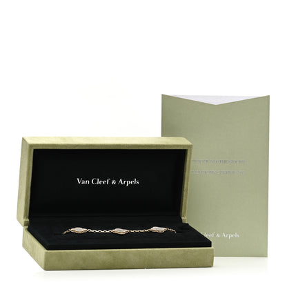 Van Cleef & Arpels 18K Yellow Gold Mother of Pearl 5 Motifs Vintage Alhambra Bracelet 6 of 6