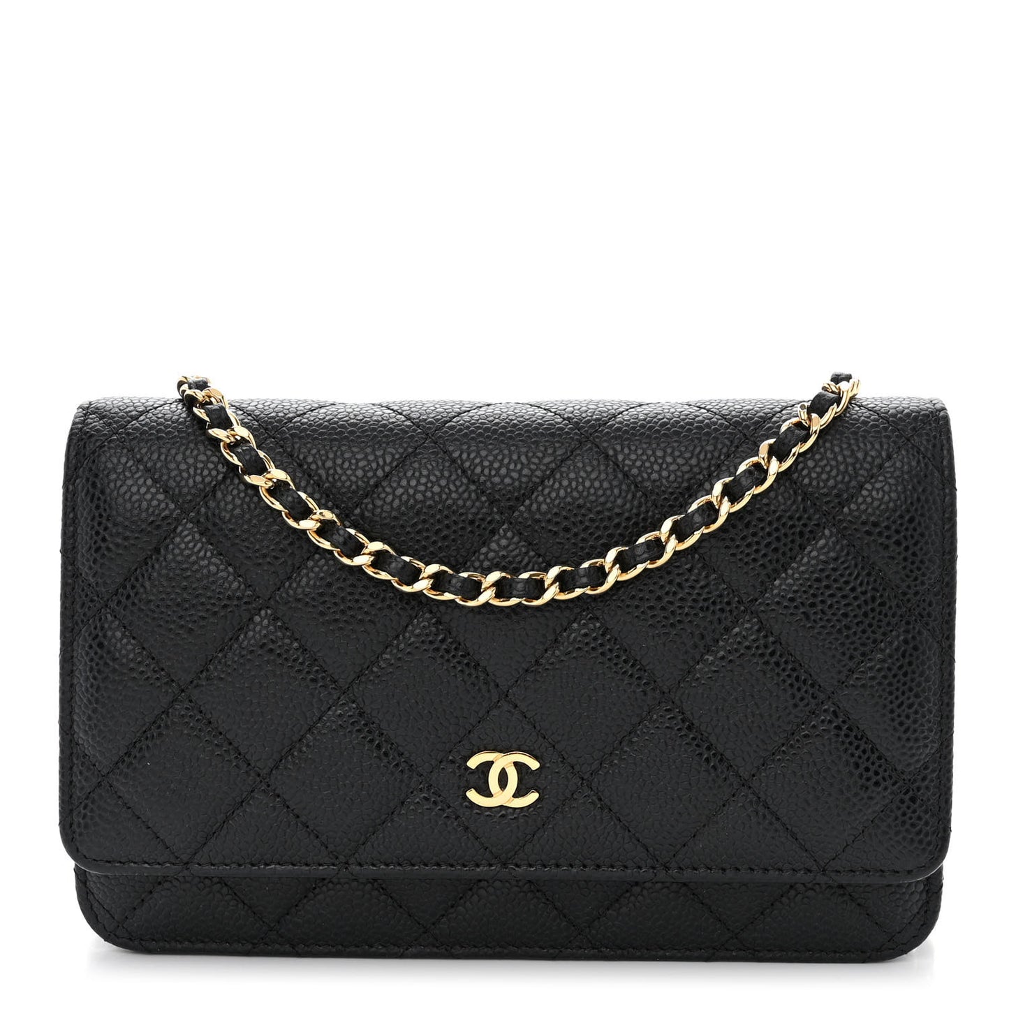 Caviar Quilted Wallet on Chain WOC Black