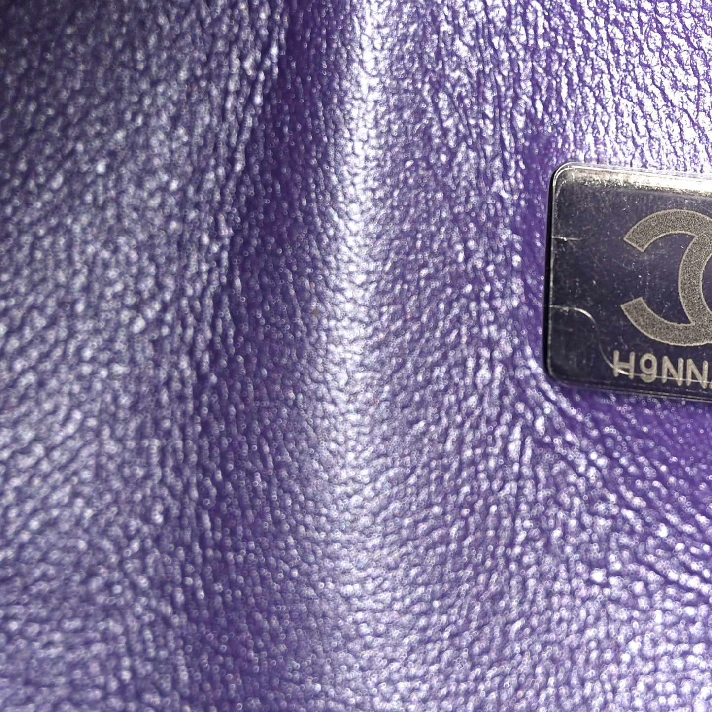 Metallic Lambskin Quilted Medium Double Flap Purple