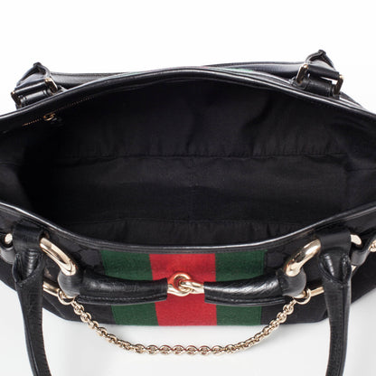 Gucci Monogram Horsebit Web Tote Black 8 of 10