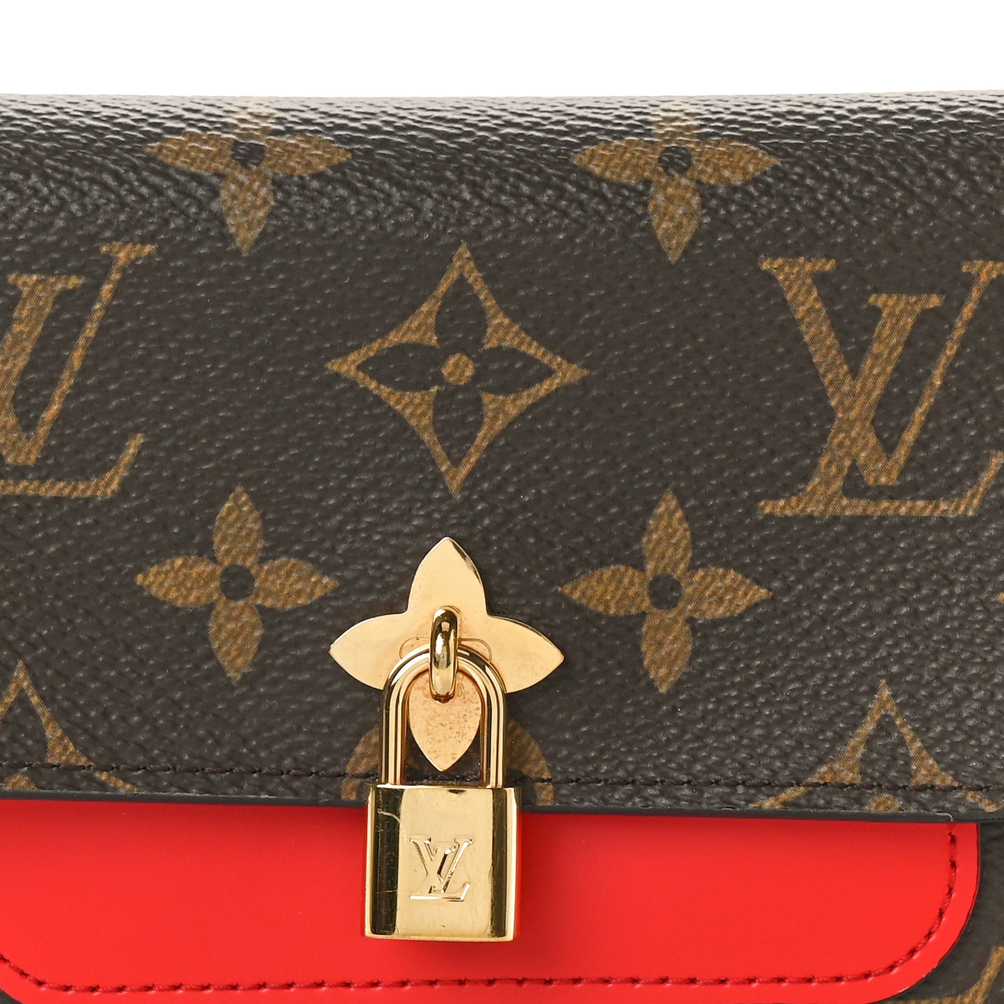 Monogram Flower Lock Compact Wallet Coquelicot
