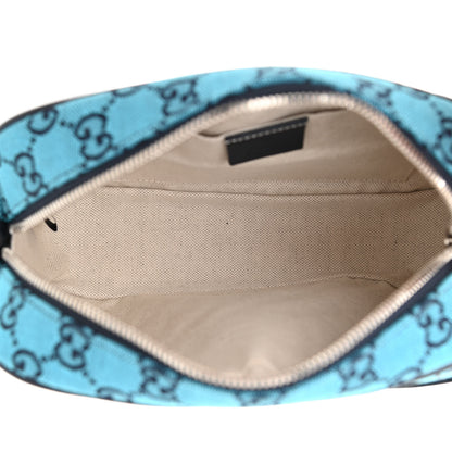 Gucci Monogram Multicolor Matelasse Diagonal Small GG Marmont Chain Shoulder Bag Light Blue 5 of 8