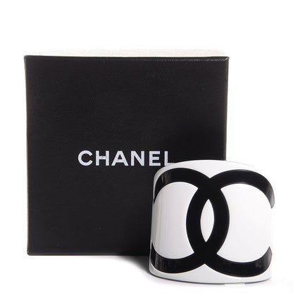 Chanel Resin CC Cuff White Black 5 of 5