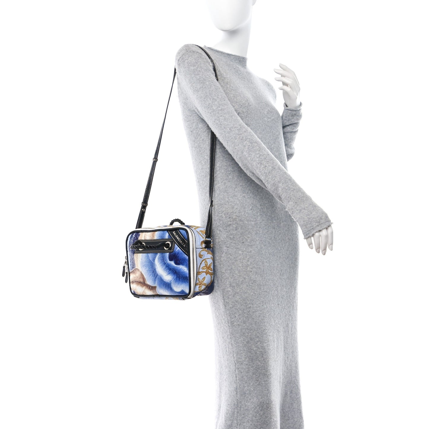 Agneau Floral Print Small Blanket Square Tote Bleu