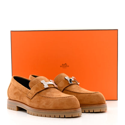 Hermes Suede Goatskin Womens Faubourg Loafers 35 Naturel 11 of 11