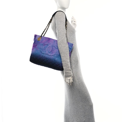 Chanel Wool Tweed CC Tote Purple Black Blue 2 of 10
