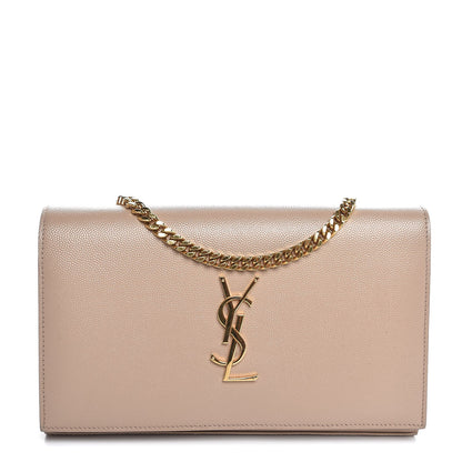 Saint Laurent Grain De Poudre Monogram Chain Wallet Dark Beige 1 of 9