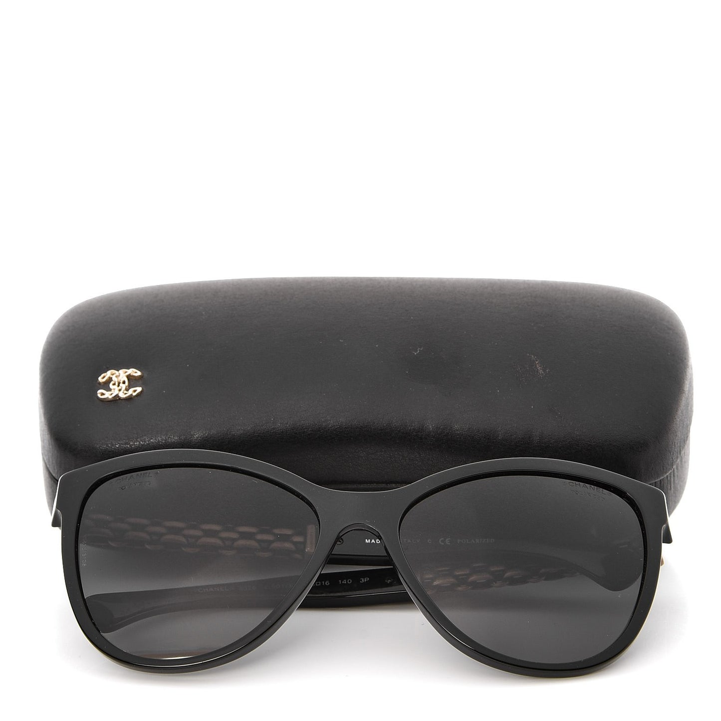 Cat Eye Chain Polarized Sunglasses 5326 Black