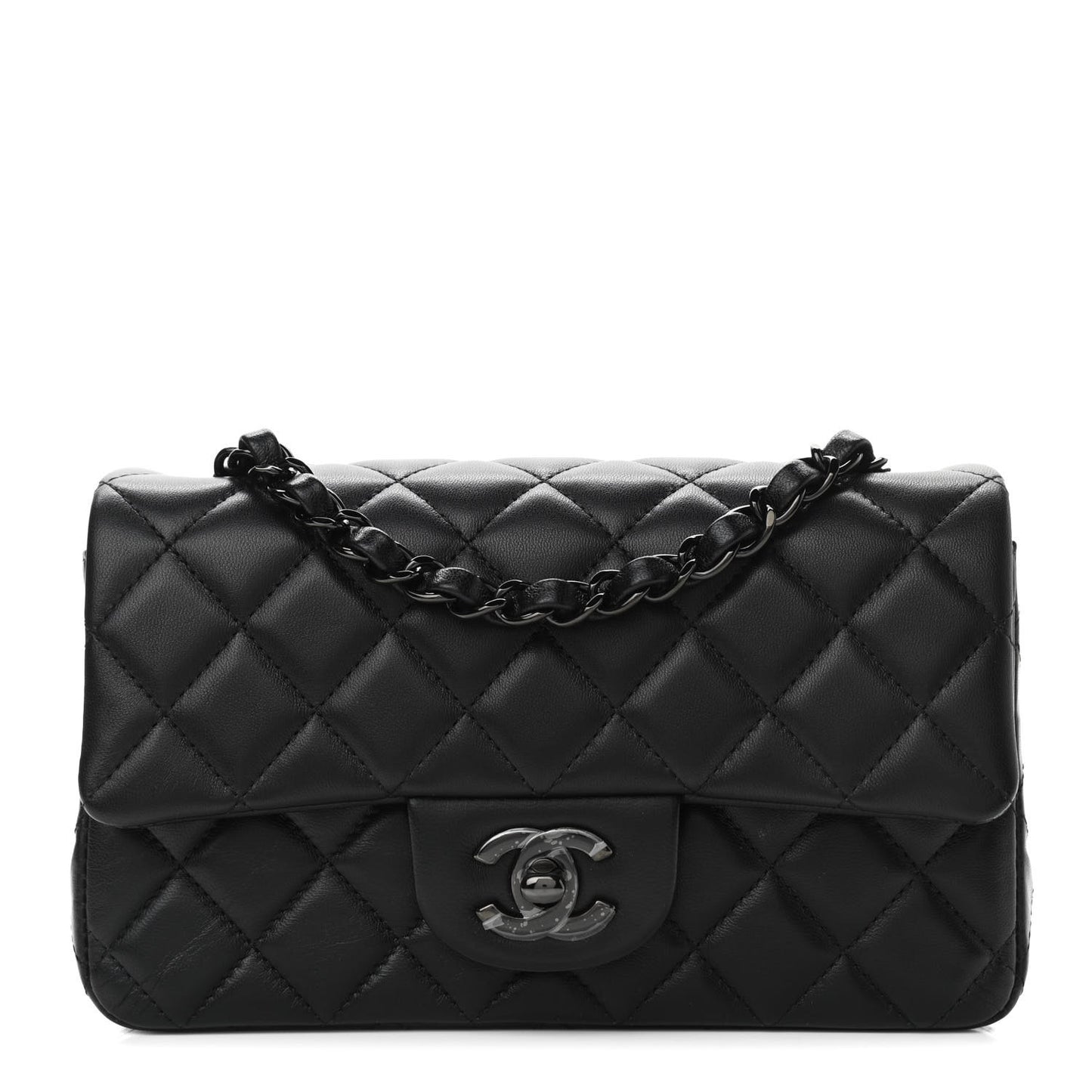 Lambskin Quilted Mini Rectangular Flap So Black