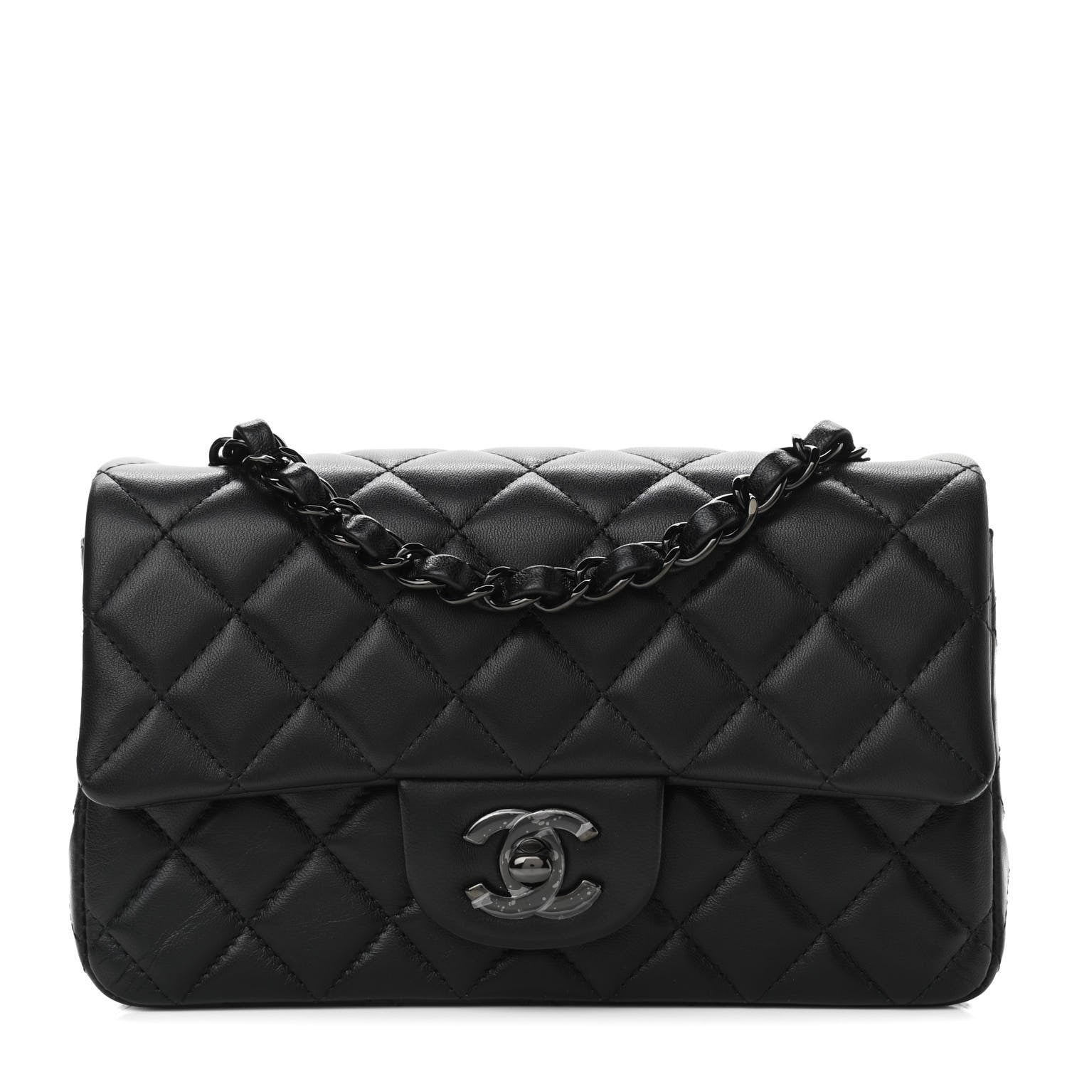 Chanel Lambskin Quilted Mini Rectangular Flap So Black 1 of 9