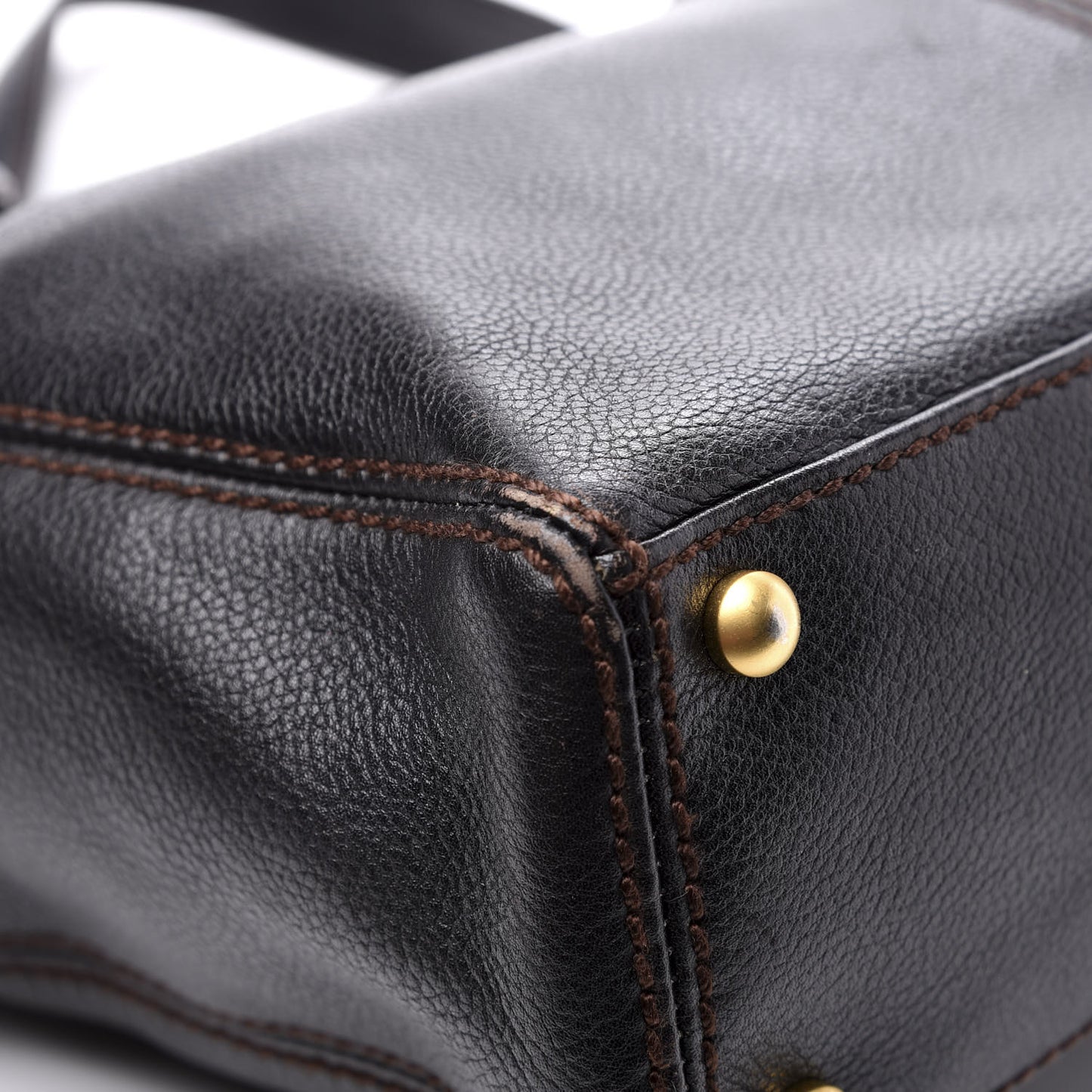 Calfskin Wood Chain Tote Black