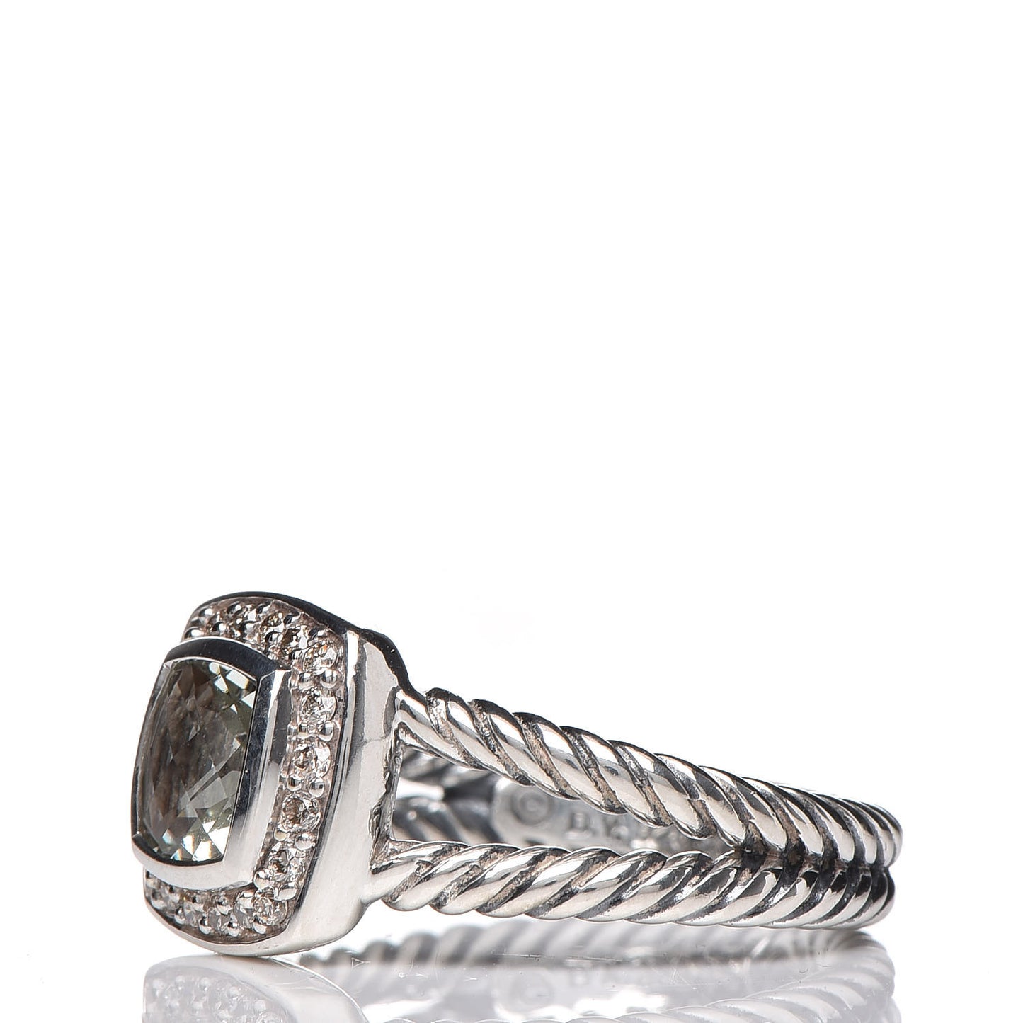 Sterling Silver Diamond Prasiolite 7mm Petite Albion Ring 54 7