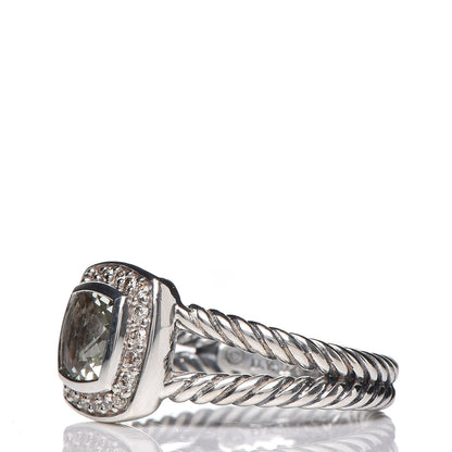David Yurman Sterling Silver Diamond Prasiolite 7mm Petite Albion Ring 54 7 3 of 6