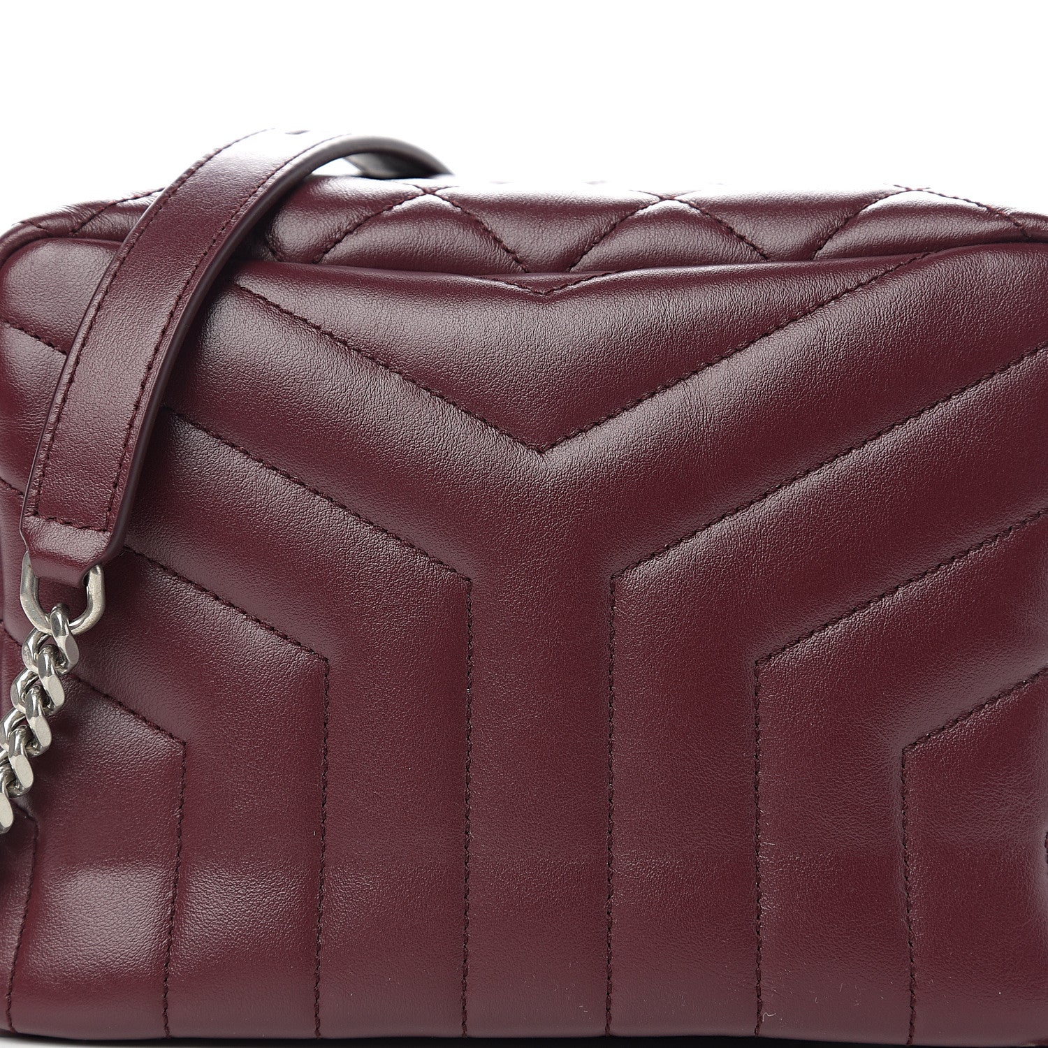Saint Laurent Calfskin Y Quilted Monogram Small Loulou Bowling Bag Rouge Legion 6 of 8