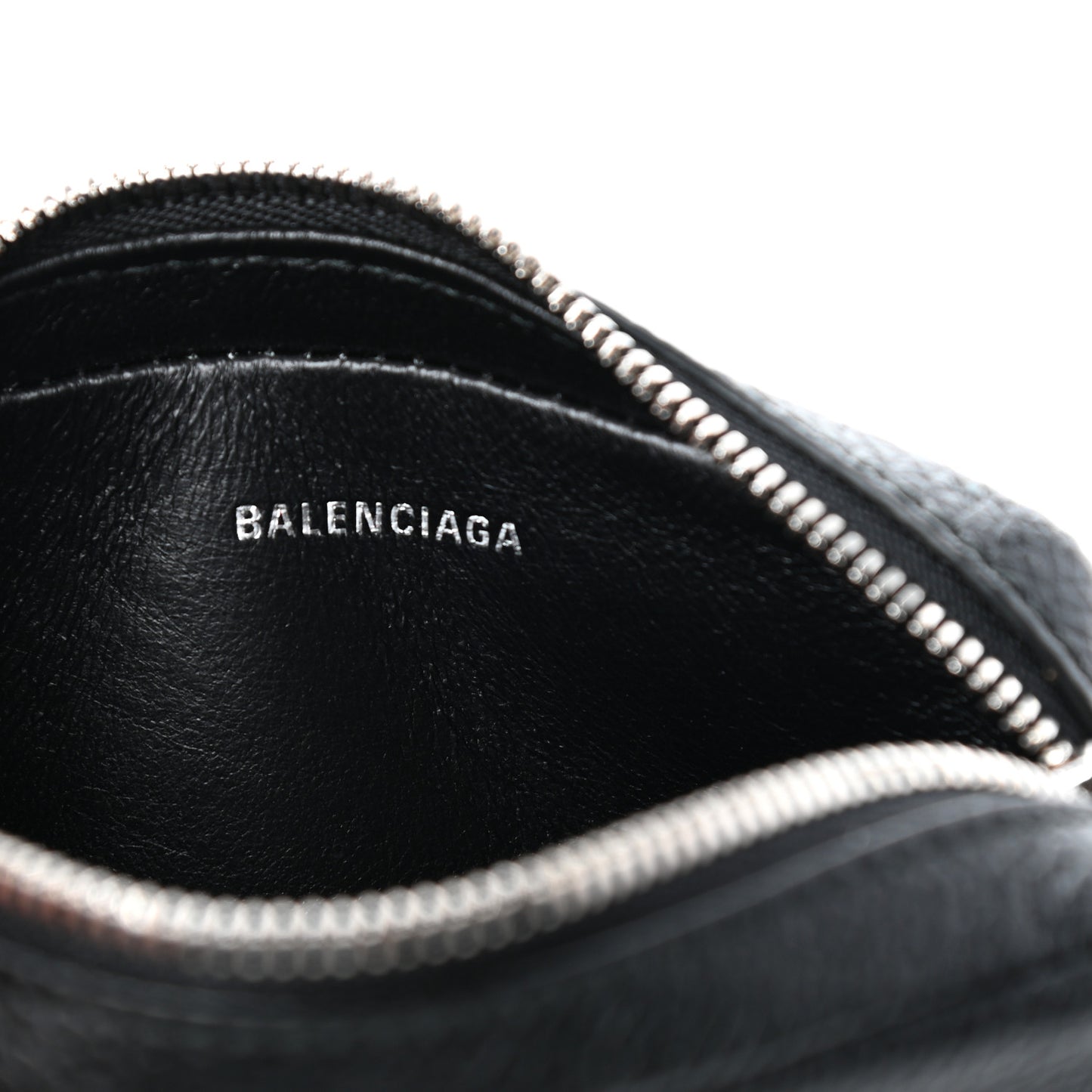 Grained Calfskin Logo Mini Cash Crossbody Pouch Black White