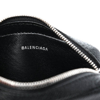 Balenciaga Grained Calfskin Logo Mini Cash Crossbody Pouch Black White 6 of 9