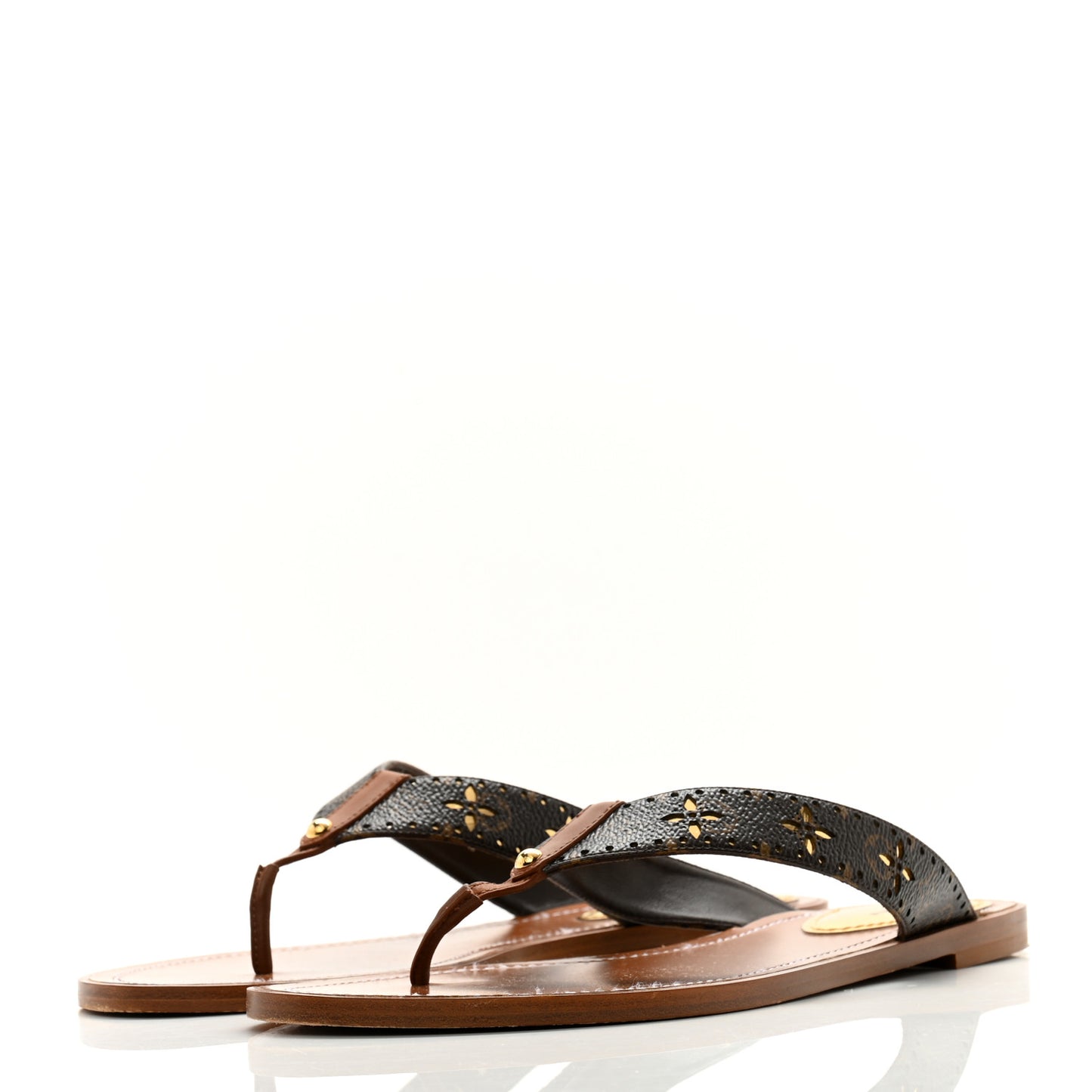 Monogram Sunny Flat Thong Sandals 41 Brown