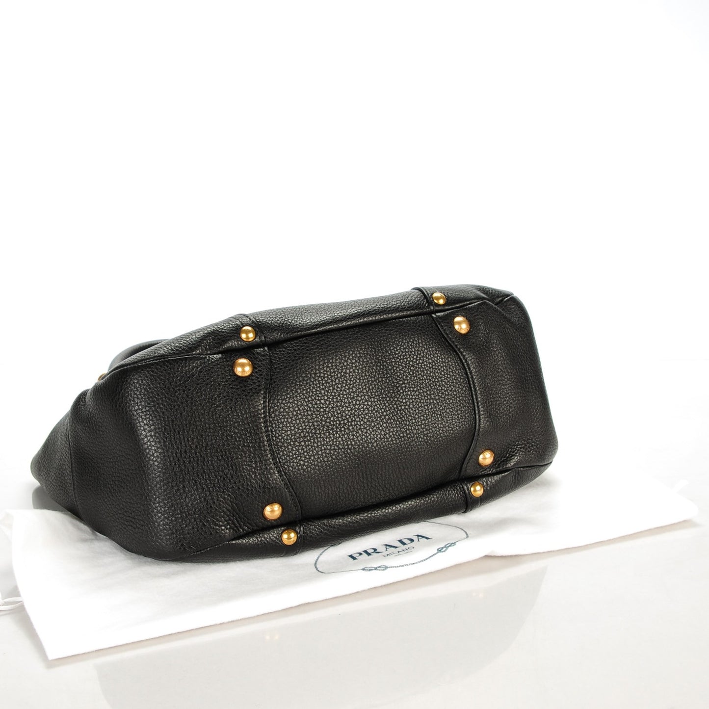 Vitello Daino Pushlock Tote Black