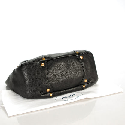 Prada Vitello Daino Pushlock Tote Black 4 of 8