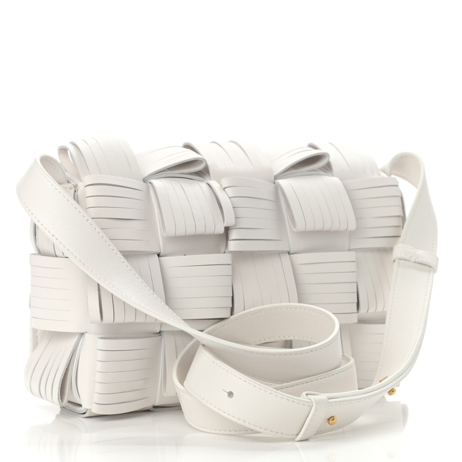 Bottega Veneta Nappa Maxi Intrecciato Fringed Cassette Crossbody Bag White 3 of 10