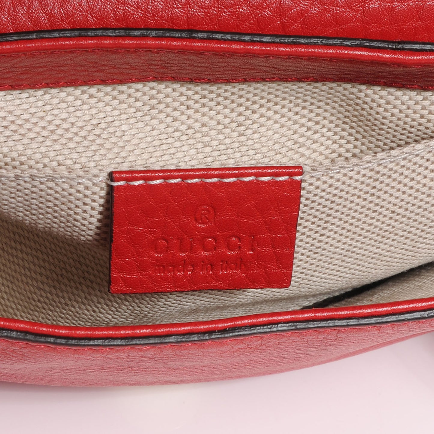 Pebbled Calfskin Small Soho Flap Crossbody Red