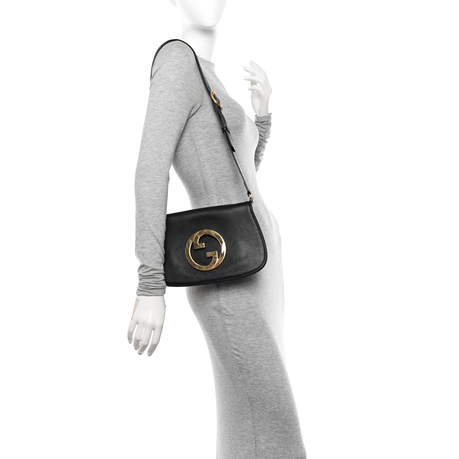 Gucci Roxy Calfskin Blondie Chain Shoulder Flap Bag Black 2 of 10
