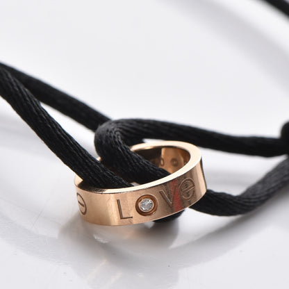 Cartier 18K Yellow Gold Diamond Charity LOVE Adjustable Cord Bracelet Black 4 of 7