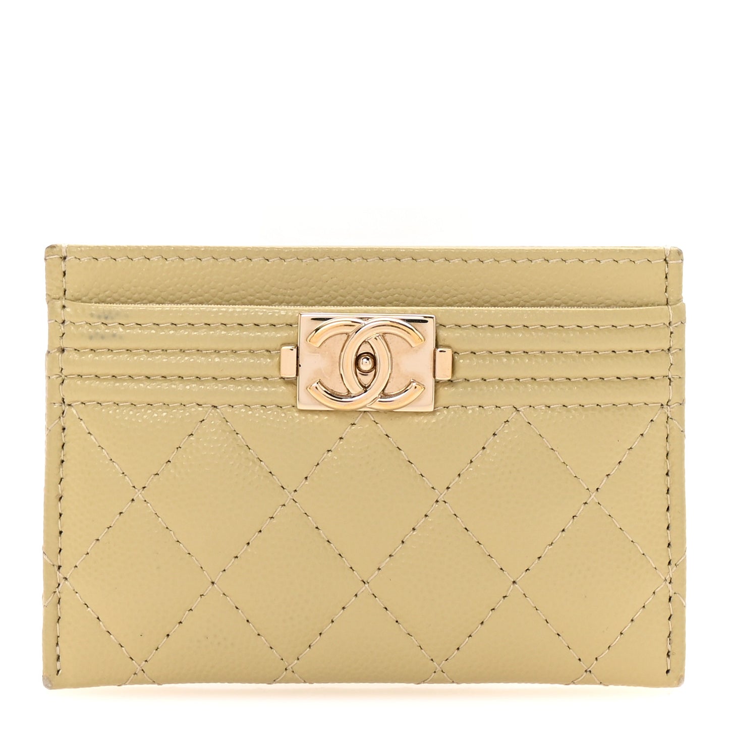 Caviar Quilted Boy Card Holder Light Green