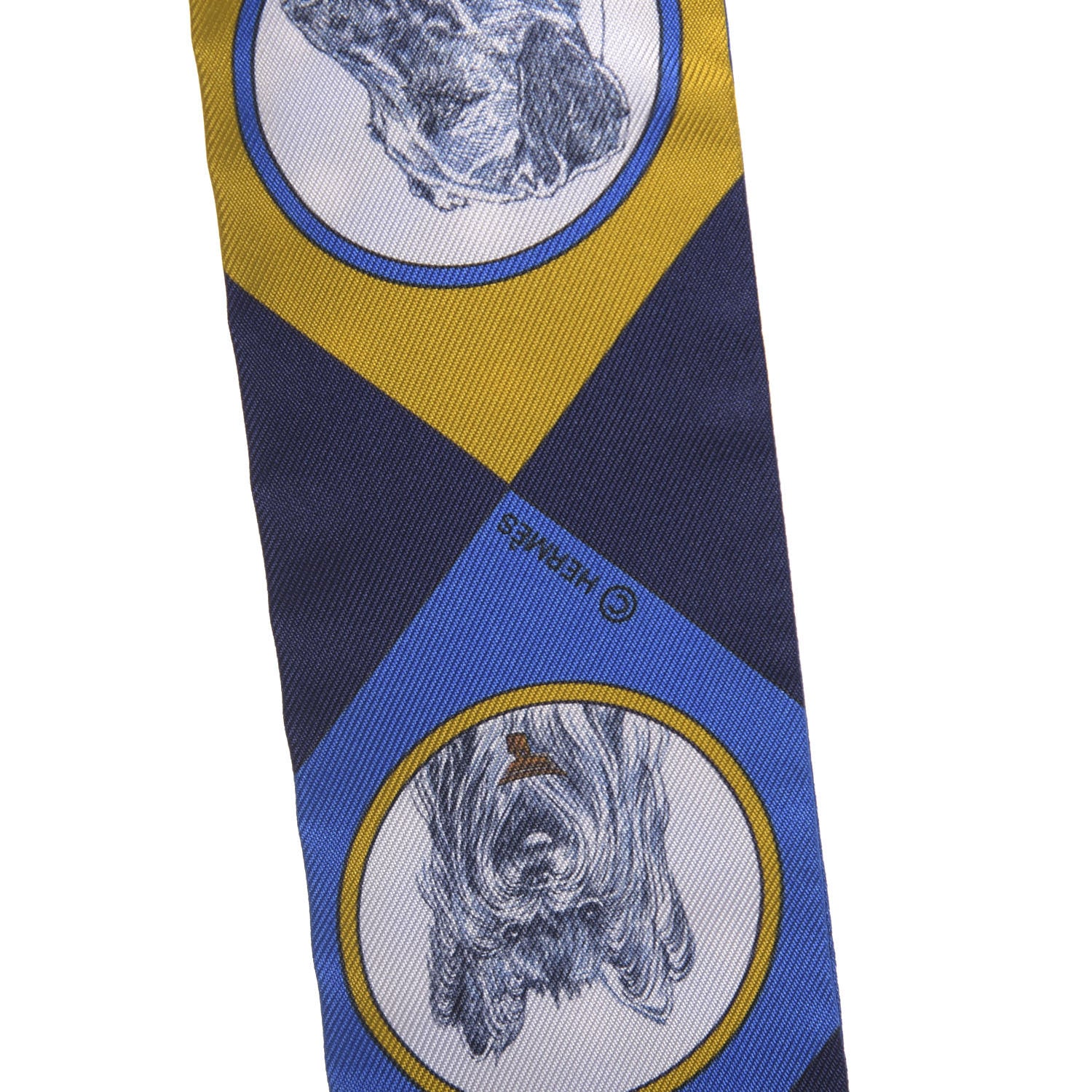 Hermes Silk Colliers Et Chiens Twilly Blue Roy Gold Marine 2 of 4