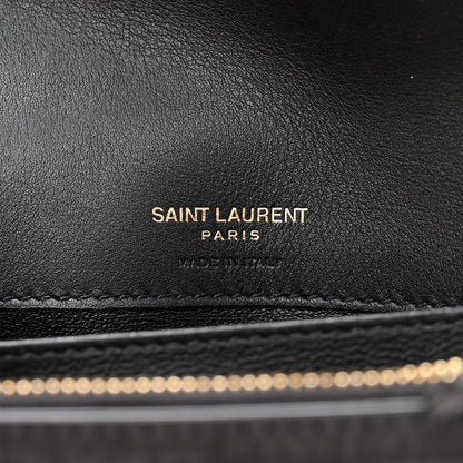 Saint Laurent Suede Crocodile Embossed Monogram Kate Belt Bag Black 6 of 10