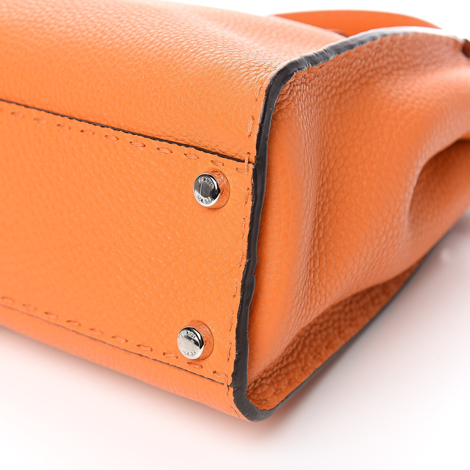 Fendi Cuoio Romano Selleria Bi-Color Medium Peekaboo Iconic Satchel Orange Stone 9 of 10