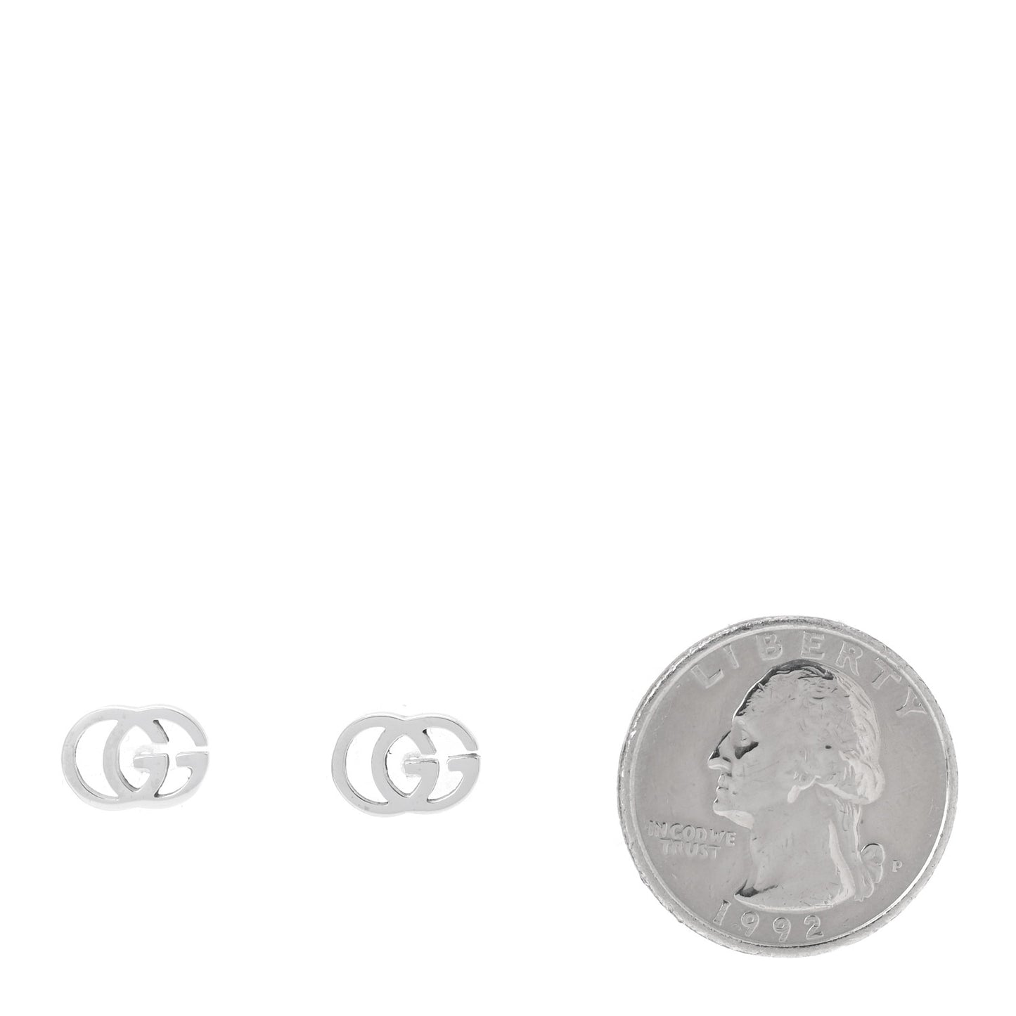18K White Gold GG Tissue Stud Earrings